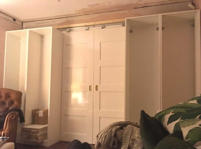 Bookcase Wall - frames and batons